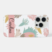 かわいい女の子らしい花柄の植物モノグラム柄 iPhoneケース (裏面横)