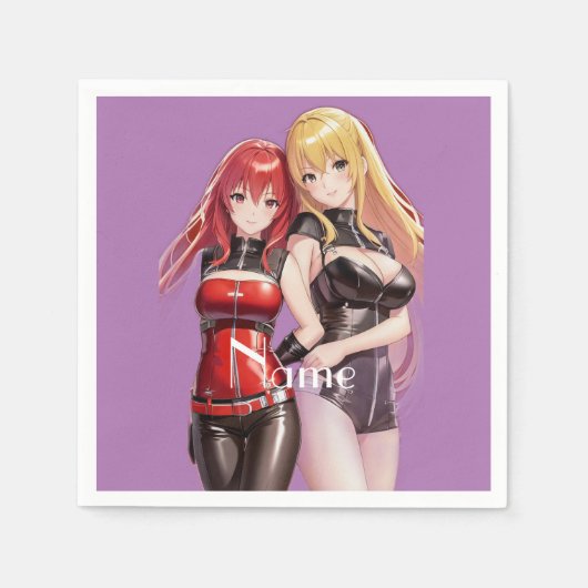 かわいい女の子アニメサンダー_Cove スタンダードカクテルナプキン (正面)