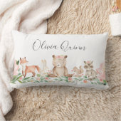 かわいい女の子ウッドランドアニマルズピンクベビー ランバークッション (ブランケット)