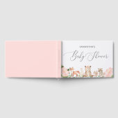 かわいい女の子ウッドランド動物ピンクの赤ちゃんシャワー ゲストブック (全面)