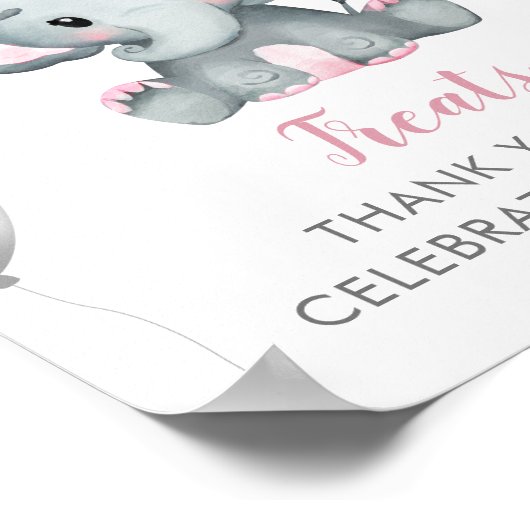 かわいい女の子エレファントバルーン赤ちゃんシャワートリート ポスター (角)