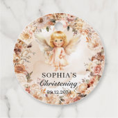 かわいい女の子エンジェル赤面とアイボリー花バプテスマ フェイバータグ (裏面)