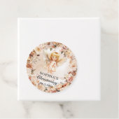 かわいい女の子エンジェル赤面とアイボリー花バプテスマ フェイバータグ (インサイチュ)