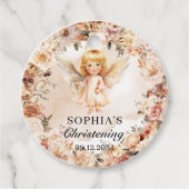 かわいい女の子エンジェル赤面とアイボリー花バプテスマ フェイバータグ (正面)