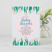 かわいい女の子オッター漫画の花&名前ベビーシャワー 招待状 (スタンド正面)