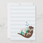 かわいい女の子オッター漫画の花&名前ベビーシャワー 招待状 (裏面)