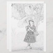 かわいい女の子カラーリングページ (正面/裏面)