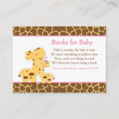 かわいい女の子キリンのブックリクエストの赤ちゃんシャワー エンクロージャーカード (正面)