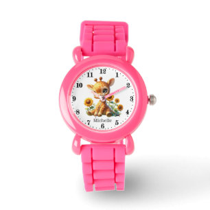 かわいい女の子キリンの名前を追加 腕時計