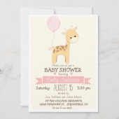 かわいい女の子キリン、ジャングル動物園の動物の赤ちゃんシャワー 招待状 (正面)
