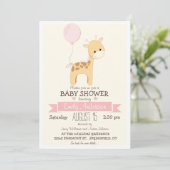 かわいい女の子キリン、ジャングル動物園の動物の赤ちゃんシャワー 招待状 (スタンド正面)