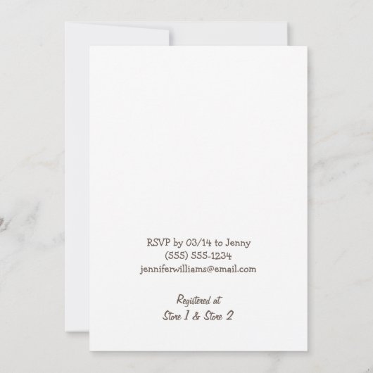 かわいい女の子キリン、ジャングル動物園の動物の赤ちゃんシャワー 招待状 (裏面)