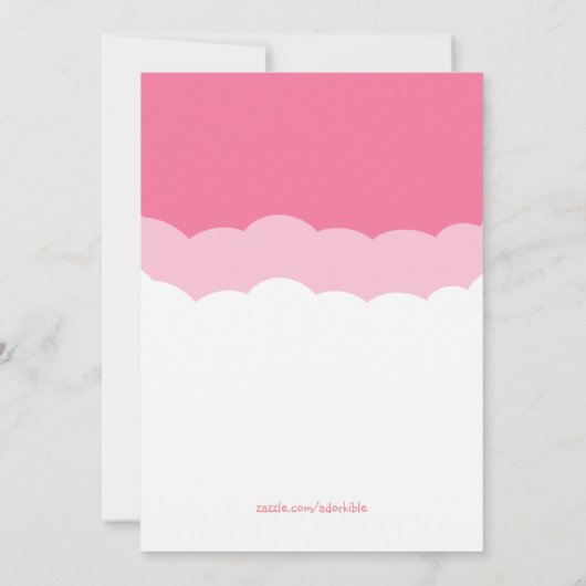 かわいい女の子ゴムダッキー(アヒルちゃん)ベビーシャワー 招待状 (裏面)