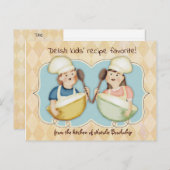 かわいい女の子シェフキッズ料理レシピカード ポストカード (正面/裏面)