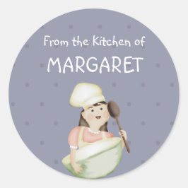 かわいい女の子シェフハットミキシボウルベーカリー食品キック… ラウンドシール