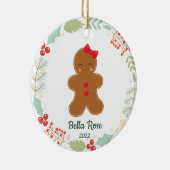 かわいい女の子ジンジャーブレッド女の子のパーソナライズされたクリスマス セラミックオーナメント (右)