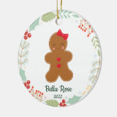かわいい女の子ジンジャーブレッド女の子のパーソナライズされたクリスマス セラミックオーナメント (左)