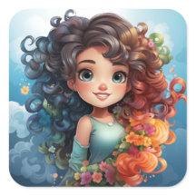 かわいい女の子ステッカー