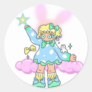 かわいい女の子ステッカー ラウンドシール