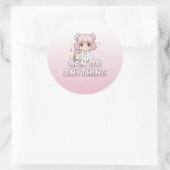 かわいい女の子ステッカー ラウンドシール (バッグ)