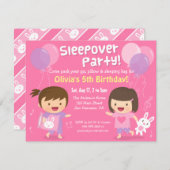 かわいい女の子スリーバースランバーバースデーパーティー 招待状 (正面/裏面)