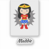 かわいい女の子スーパーヒーロー シール (正面)