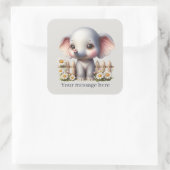 かわいい女の子ゾウにメッセージを追加 スクエアシール (バッグ)