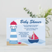 かわいい女の子ゾウのセーラーベビーシャワー招待 招待状 (スタンド正面)