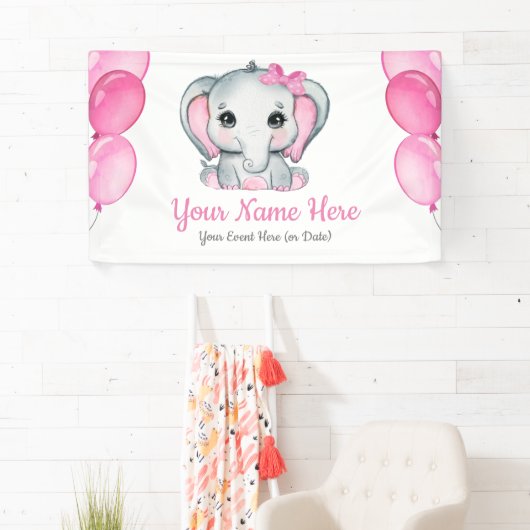 かわいい女の子ゾウのバナーの表の装飾 横断幕 (インサイチュ)