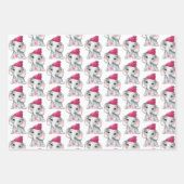 かわいい女の子ゾウ写真名クリスマスピンク ラッピングペーパーシート (正面)