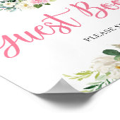 かわいい女の子ゾウ赤ちゃんシャワーゲストブックサイン ポスター (角)