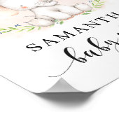 かわいい女の子ゾウ赤ちゃんシャワー歓迎サイン ポスター (角)