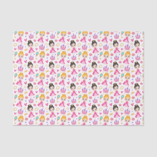 かわいい女の子タイルプリンセス模様 薄葉紙 (正面)