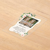 かわいい女の子ツインズ写真確認ありがとう アクリル招待状 (レイダウン)