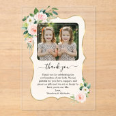 かわいい女の子ツインズ写真確認ありがとう アクリル招待状 (正面)