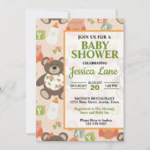 かわいい女の子テディベアベビーシャワー招待状 招待状 (正面)