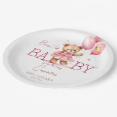 かわいい女の子テディベア赤ちゃんシャワー食器 ペーパープレート (アングル)