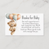 かわいい女の子テディベア風船ブックスベビー エンクロージャーカード (正面)