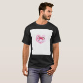 かわいい女の子トナカイ顔オンピンクハート背景 Tシャツ (正面フル)