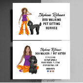 かわいい女の子ドッグウォーカーペットシッターとプードル 名刺