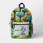 かわいい女の子ドラゴン名を追加 プリントバックパック (正面)