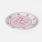 かわいい女の子ドーナツ |カップケーキお誕生日おめでとうございます ペーパープレート (アングル)