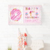 かわいい女の子ドーナツ |カップケーキお誕生日おめでとうございます 横断幕 (インサイチュ)