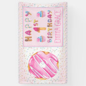 かわいい女の子ドーナツ |カップケーキお誕生日おめでとうございます 横断幕 (縦)