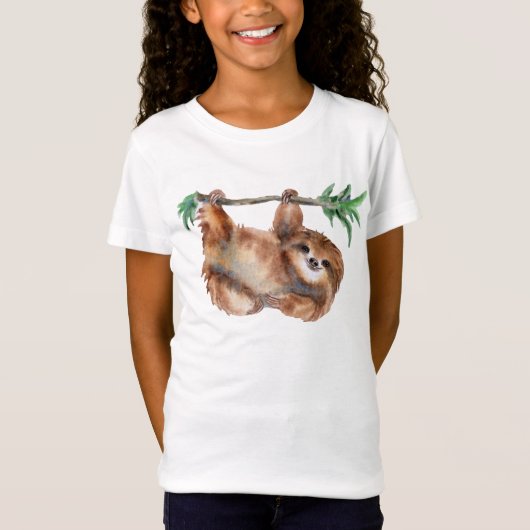 かわいい女の子ナマケモノ好きTシャツ Tシャツ (正面)