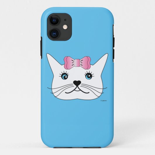 かわいい女の子ネコとピンクの弓 Case-Mate iPhoneケース (裏面)