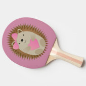 かわいい女の子ハリネズミがピンクを抱くハート 卓球ラケット (横)