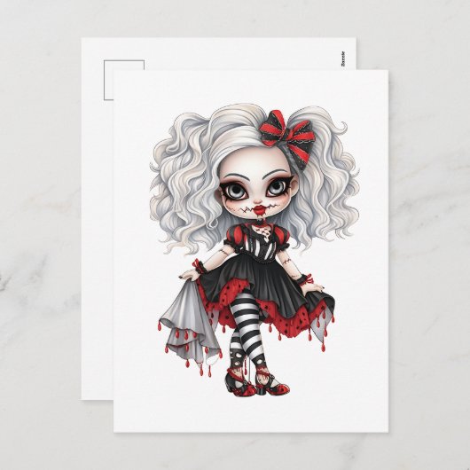 かわいい女の子ハロウィーンデザインコレクション7 シーズンポストカード (正面/裏面)
