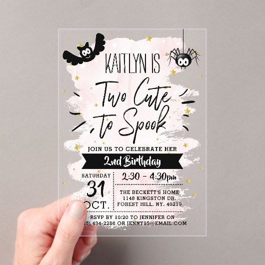 かわいい女の子ハロウィーン2回目の誕生日 アクリル招待状 (インサイチュ (ポータブル))