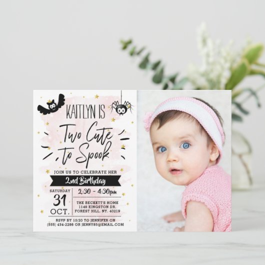 かわいい女の子ハロウィーン2回目の誕生日 招待状 (スタンド正面)